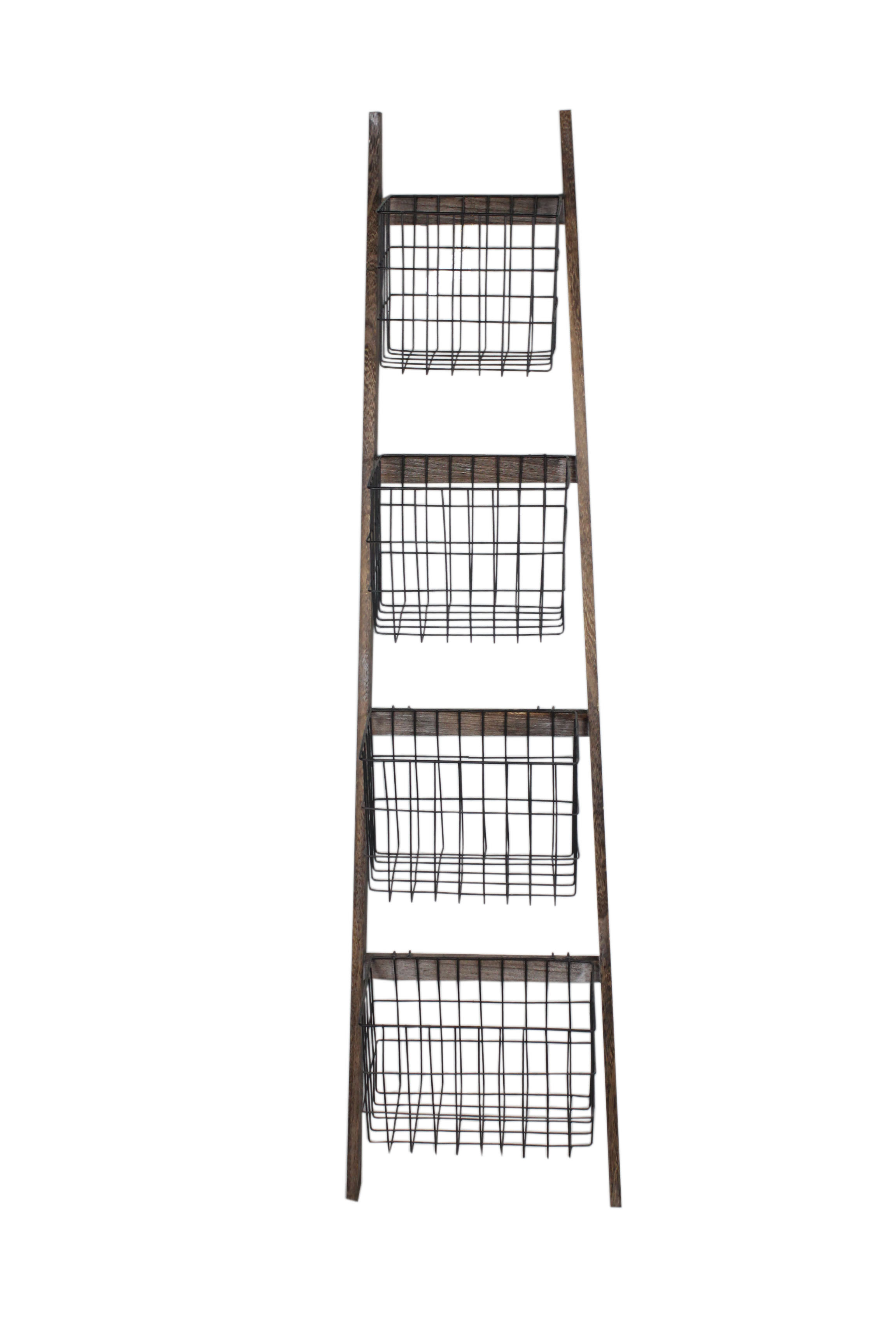 Wood & metal flower shelf,ladder-5630