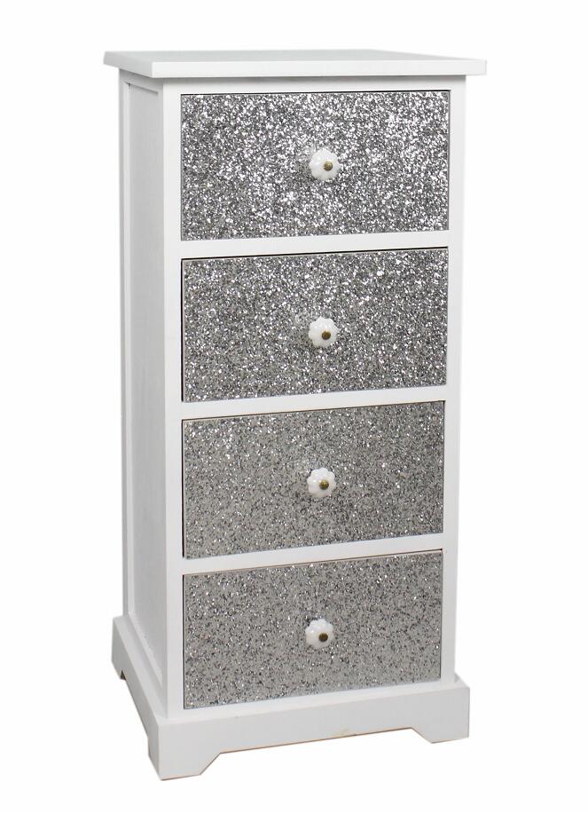 Silver drawer chest  Wooden cabinet-5538