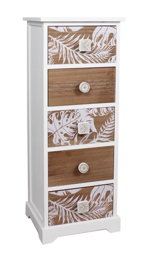 White drawer chest, Leaf pattern drawers-5536-1