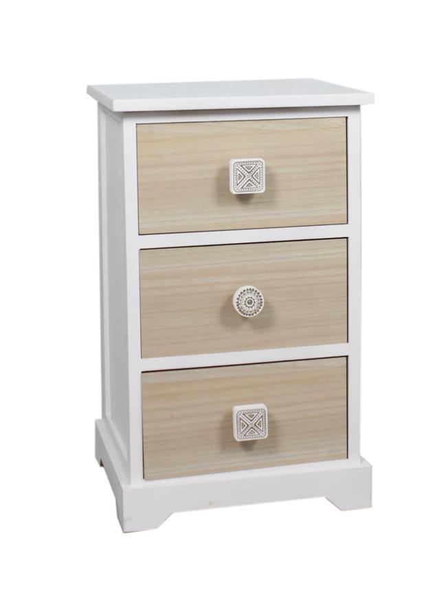 White drawer chest, Natural painted knobs -5534