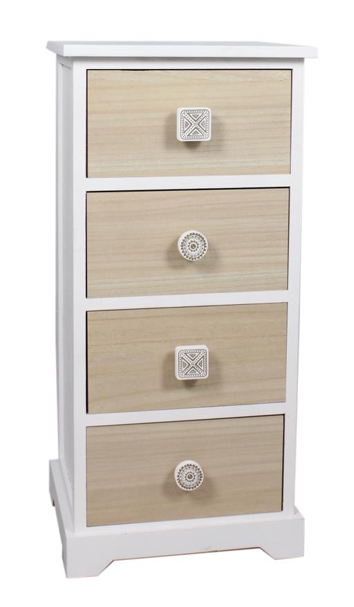 White drawer chest, Natural painted knobs -5535