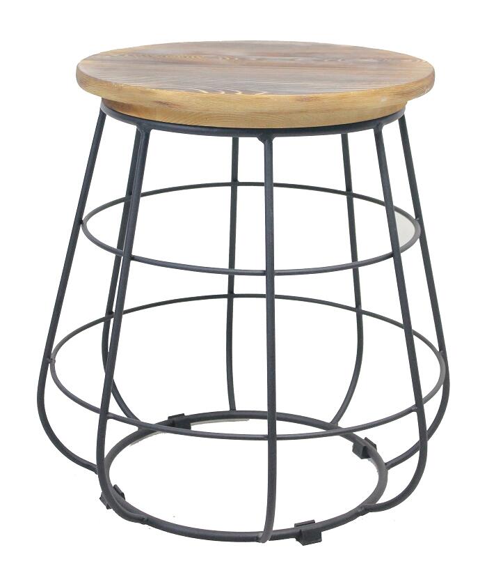 Metal and wood stool -4898