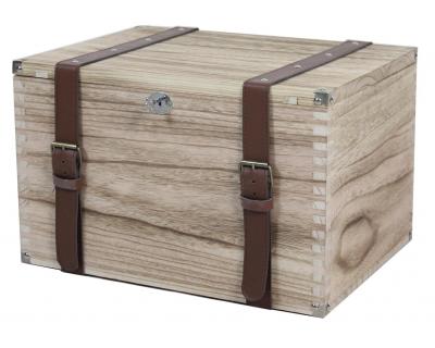 Wooden storage box with lock & belt-3381