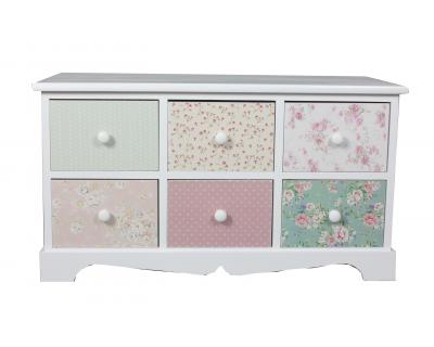 Wooden chest  with rose pattern drawers-4060