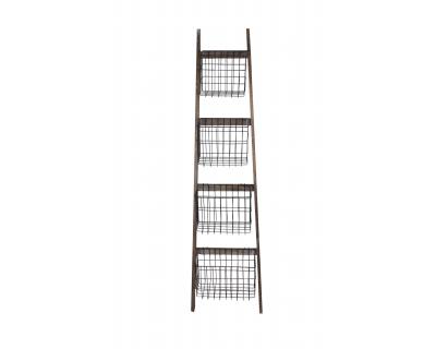 Wood & metal flower shelf,ladder-5630
