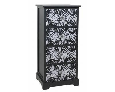 Black drawer chest, Leaf pattern drawers-5529