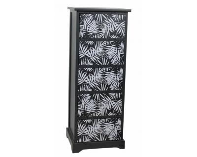 Black drawer chest, Leaf pattern drawers-5530
