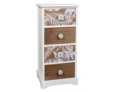 White drawer chest, Leaf pattern drawers-5535-1