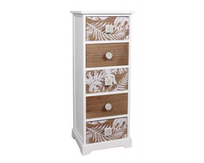White drawer chest, Leaf pattern drawers-5536-1