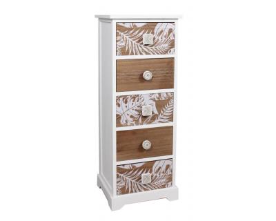 White drawer chest, Leaf pattern drawers-5536-1
