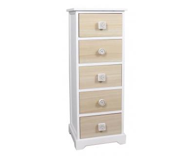 White drawer chest, Natural painted knobs -5536